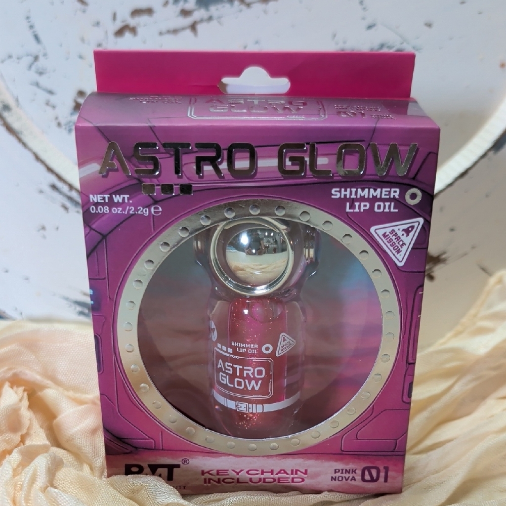 ASTRO GLOW Shimmer Lip Oil Keychain - Pink Nova